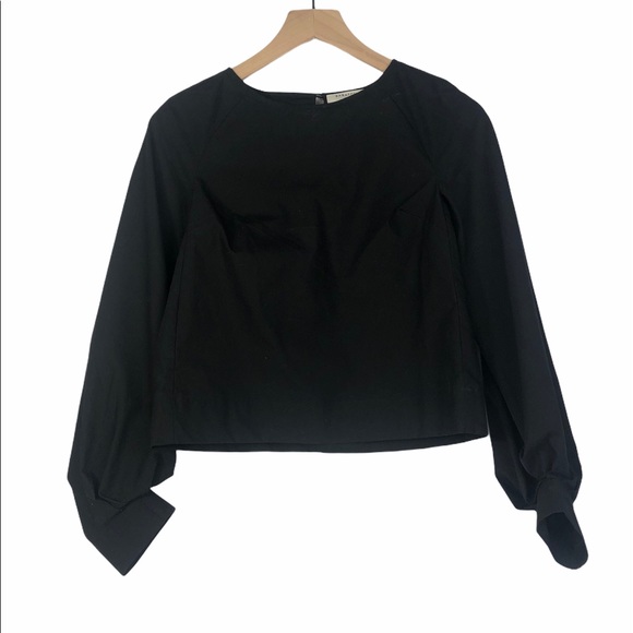 New Aritzia Babaton Niki poplin blouse black xxs - Picture 3 of 4